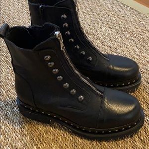 Italian leather studded boots